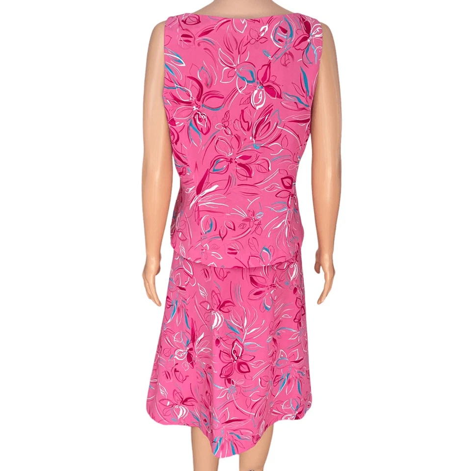 Blusa Evan Picone 100% Seda Rosa Floral duas peças é tamanho 8 e saia é tamanho 10 - Imagem 3 de 4