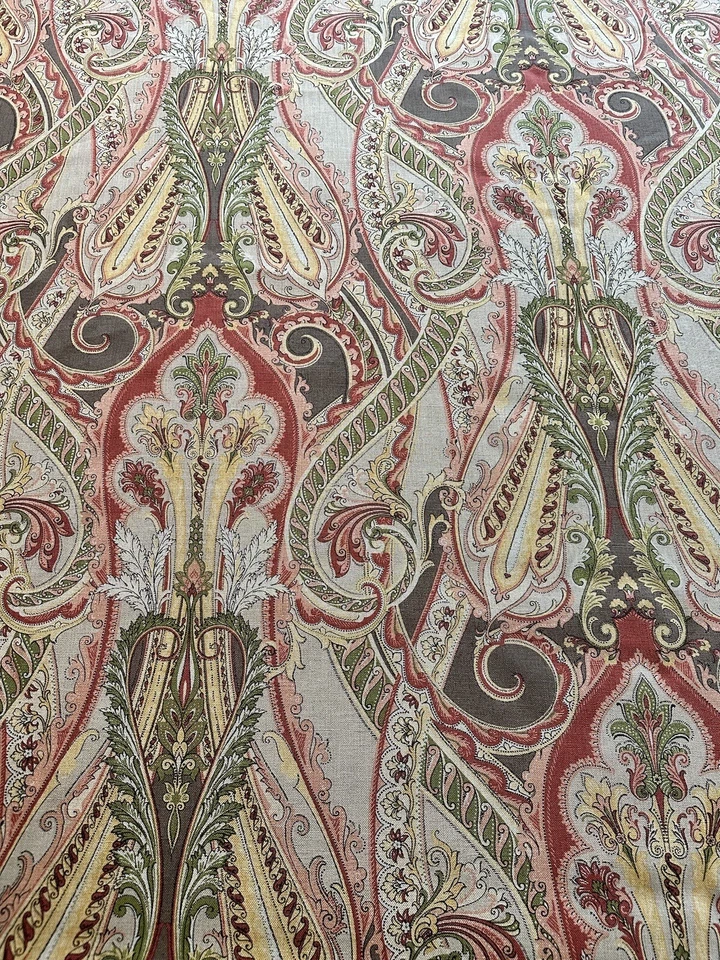 Clarence House 7 Yardas Darius Multi Lino Tela Paisley Estampado Italia 56" Foto 4 de 4
