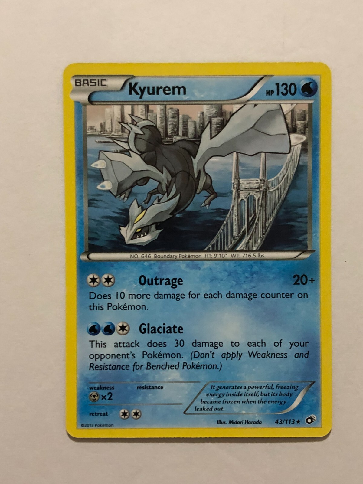 Pokemon Card Legendary Treasures Non Holo Kyurem 43/113 Near Mint