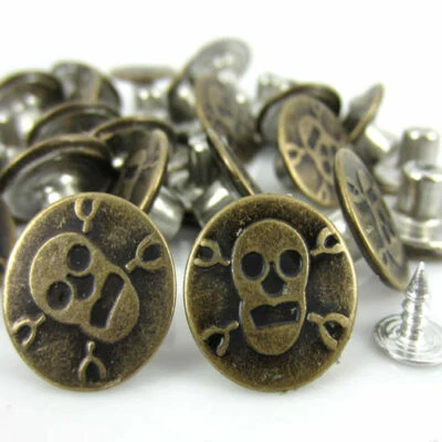 Boutons pression pour jeans vieux bronzé crâne motif en métal 6 sets 20 X 8 mm