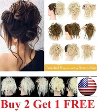 Curly Messy Bun Hair Piece Scrunchie Updo Cover Hair Extensions Real As Human US