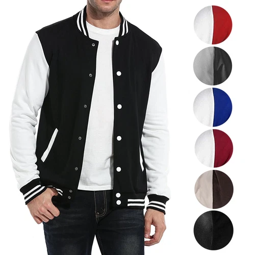 New Men's Premium Classic Snap Button Vintage Baseball Letterman Varsity Jacket video thumbnail