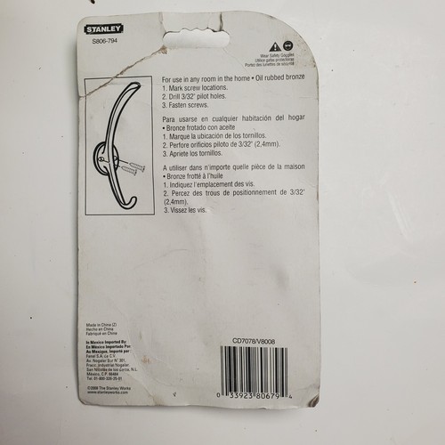 25-Die Cast Oil Rubbed Bronze 5" High X 3.6" Wide Clothes Garment Hook N806794 - Picture 3 of 3