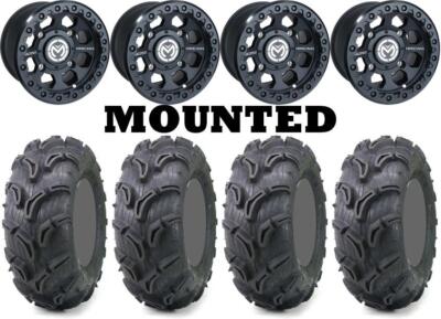 Kit 4 Maxxis Zilla Tires 28x9-14/28x11-14 on Moose 23X Matte Black Wheels H700