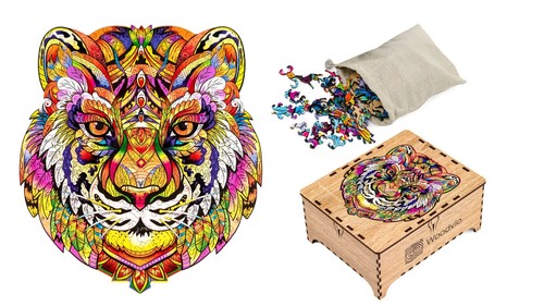 WOODVIO - Puzzle in legno per adulti e bambini - Tigre, 219 pezzi (38 x 34 cm) - Foto 4 di 7