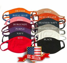 Face Mask Triple Layers 100 Cotton Washable Reusable Color Unisex Men Women Kid