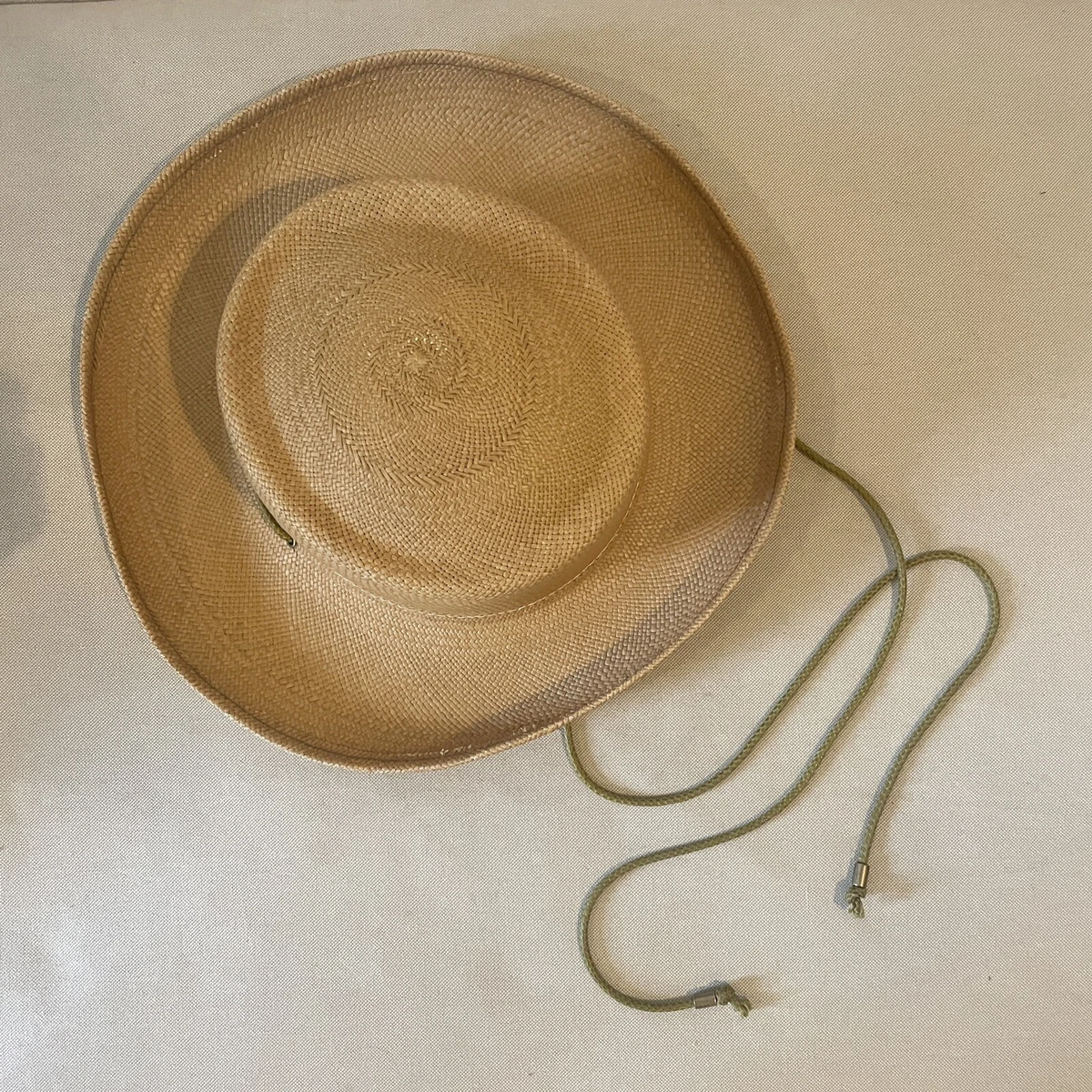 NWT Clyde gambler straw beach sun hat with ties brown tan