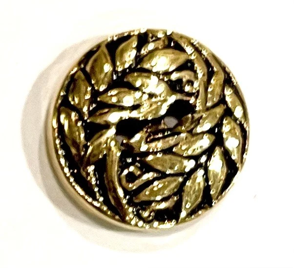 Gold Round 2 Hole Flat Laurel Wreath Leaf Wheat Round Buttons 13mm - Image 2 of 4