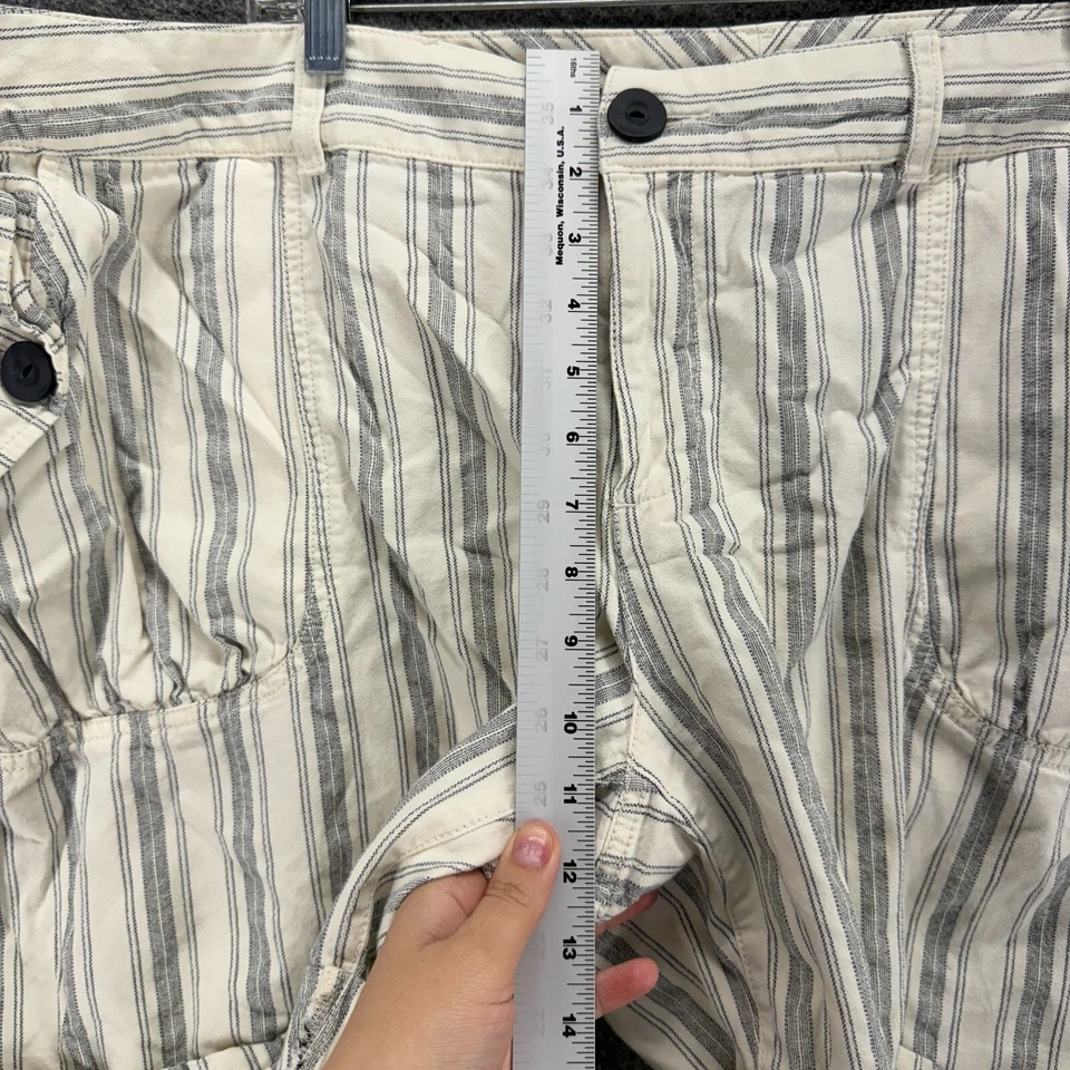 Pantalones Cortos Old Navy Mujer 24 Plus Gris Rayas Tiro Bajo Puños Chino Bolsillos Algodón Foto 4 de 4