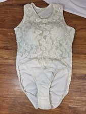 Vtge Gold Label Victoria's Secret Bodysuit Lingerie Size M Cream Lace