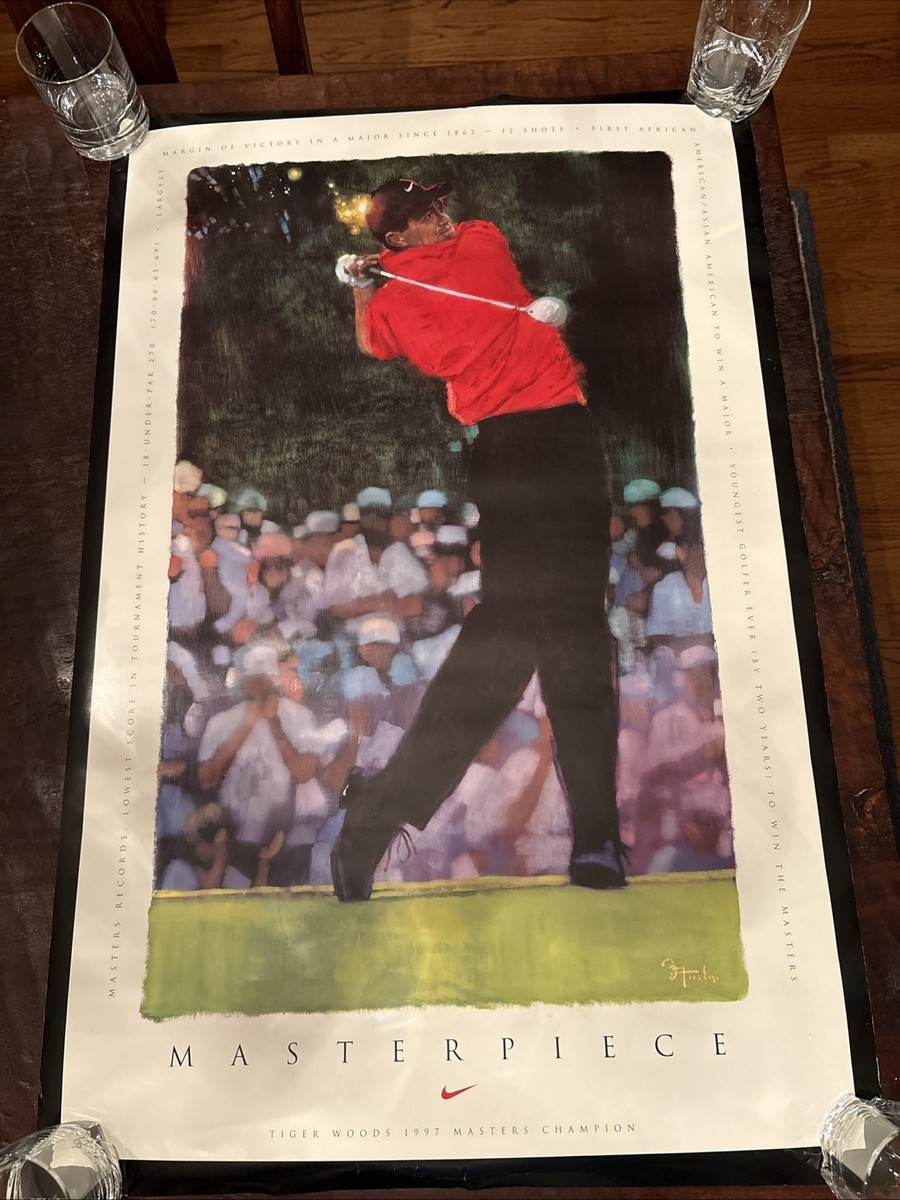 Winning Post B1ポスター VINTAGE TIGER WOODS MASTERPIECE POSTER NIKE 1997 35” X 23” Masters