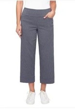S.C.  CO. Women's Wide Leg Crop Pant, Navy Strippes XS