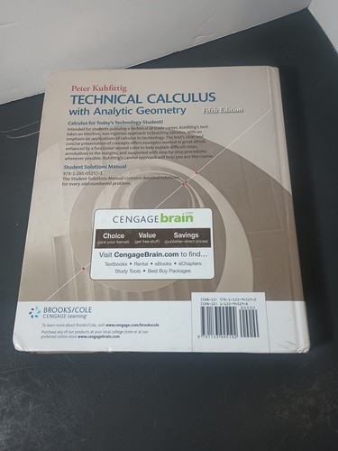 Technical Calculus with Analytic Geometry Hardcover-Kuhfitt -Acceptable - Picture 4 of 9