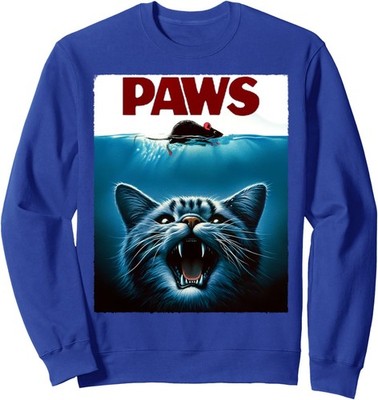 Paws Cat And Mouse Parody Funny Feline Scary Face Unisex Crewneck Sweatshirt