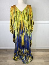 Soft Surroundings Kaftan Dress Womens Size L/XL Tall Feather Bright Colorful NEW