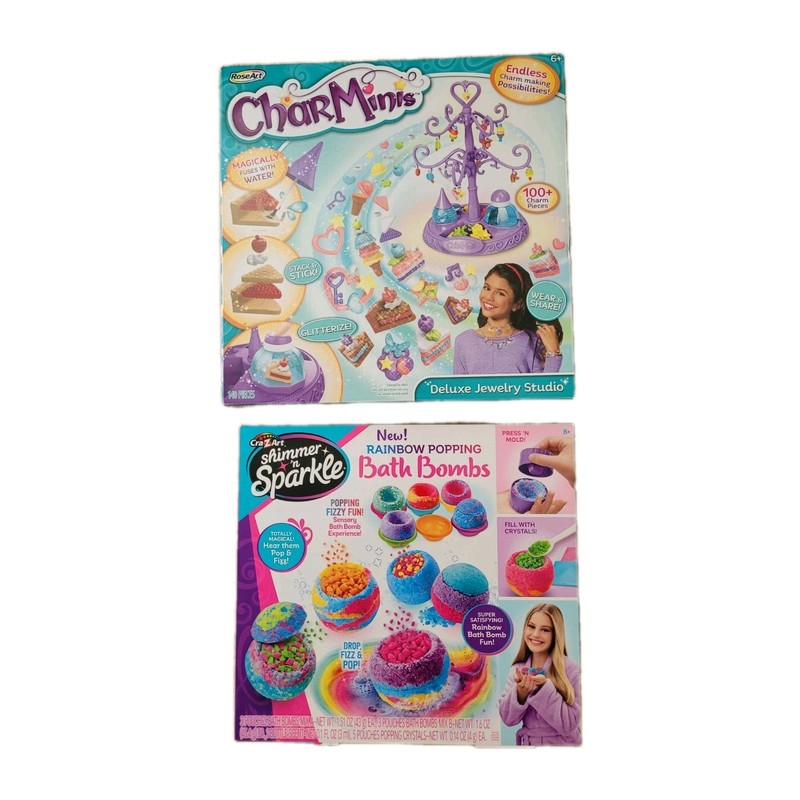 🌟 Charminis Deluxe Jewelry Studio & Popping Bath Bomb Craft Kit Lot Charms New