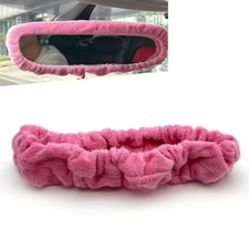 Car Rearview Mirror Cover, Elastic Plush Automotive Rear View Mirrors 1 PC Pink