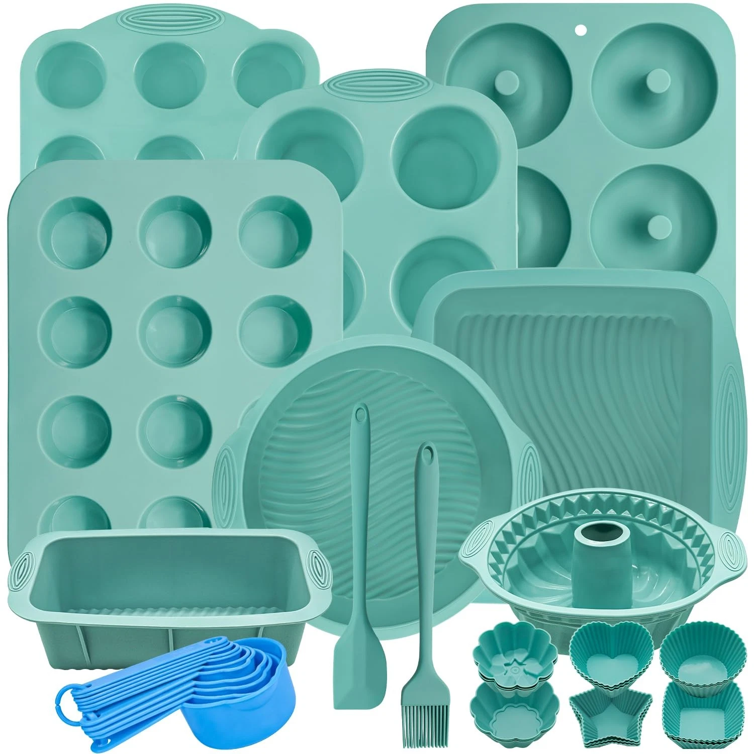 39 Pieces Silicone Bakeware Set, Nonstick Silicone Baking Pans Set With Bakin...