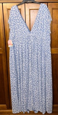 Arula Captivating Floral Maxi Dress Blue White size 3X NWT $99