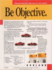 Borland Turbo Pascal 5.5 Vintage Magazine Ad Object Pascal Programming 1989
