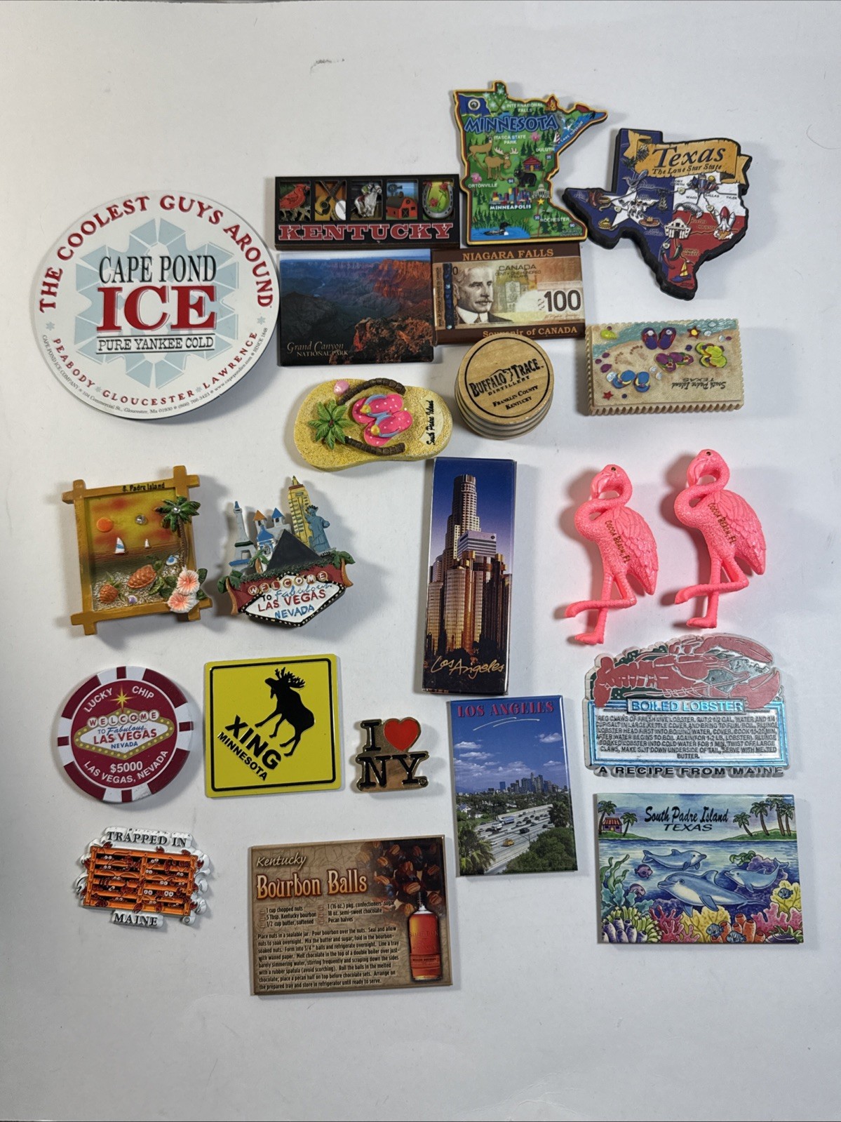 Vintage Souvenir Refrigerator Magnets Lot Of 22 Pieces Travel, Vegas And More