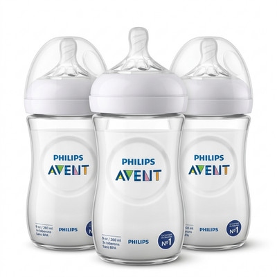 Philips Avent Natural Baby Bottle Blue 9oz 3pk SCY90323 - New Damaged Box