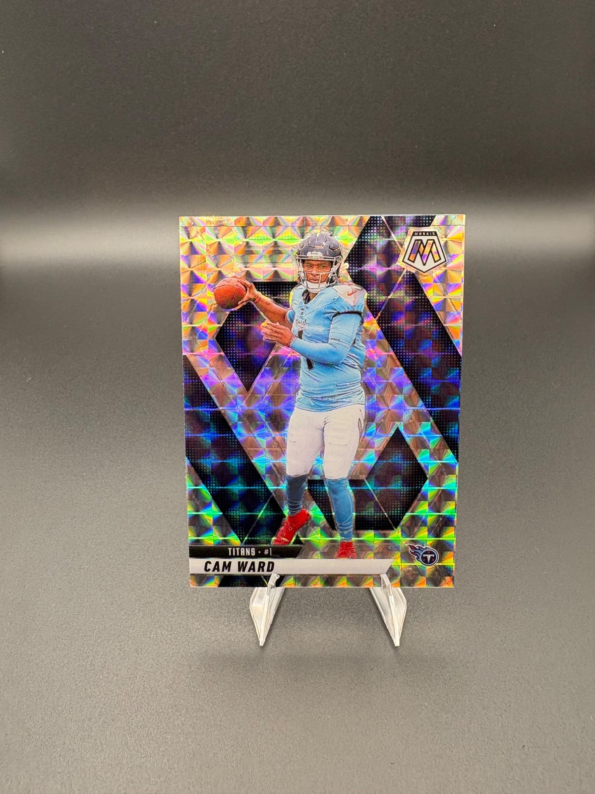 2025 Panini Mosaic Cam Ward RC Silver Mosaic Prizm Tennessee Titans Rookie #382