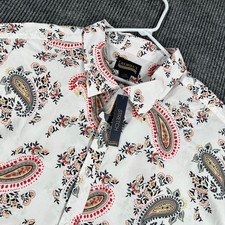 Cremieux Shirt Mens 4XB Big White Paisley Short Sleeve Button Up Casual New