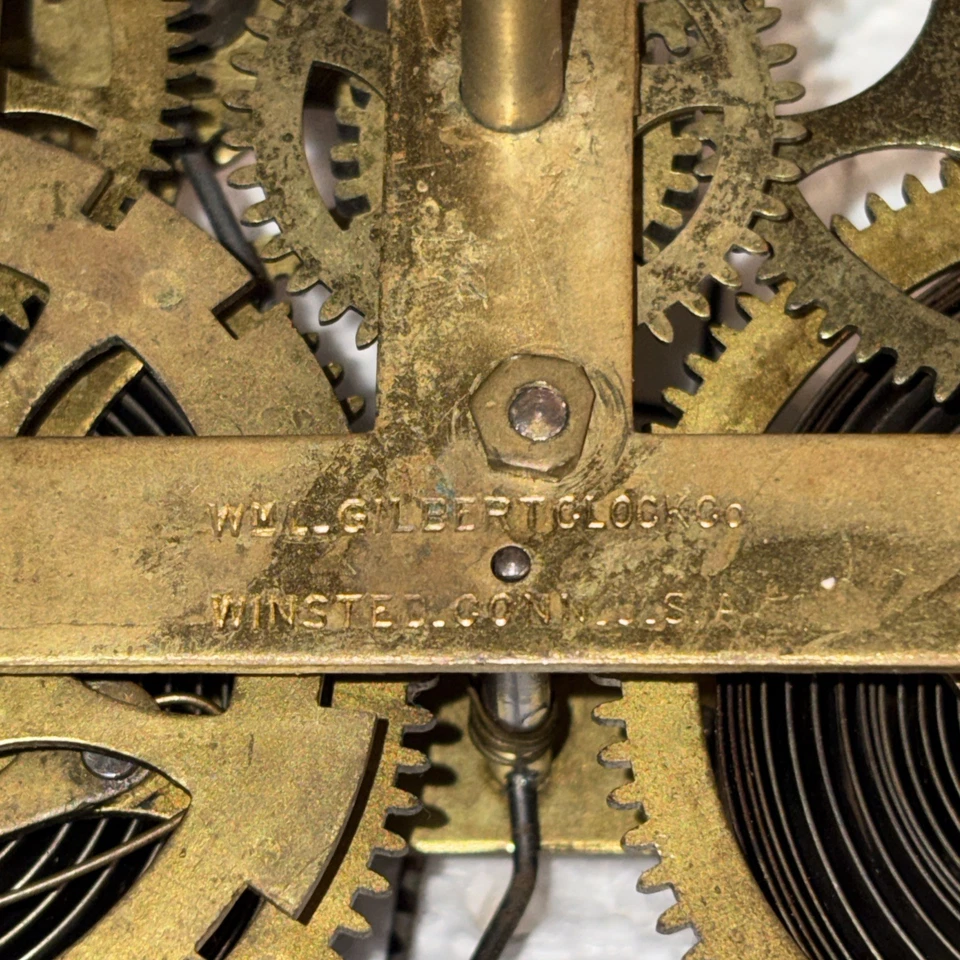 Gilbert Black Mantel Clock Movement - Ca. 1900- 8 Day Time & Strike- B#178 - Image 2 of 4