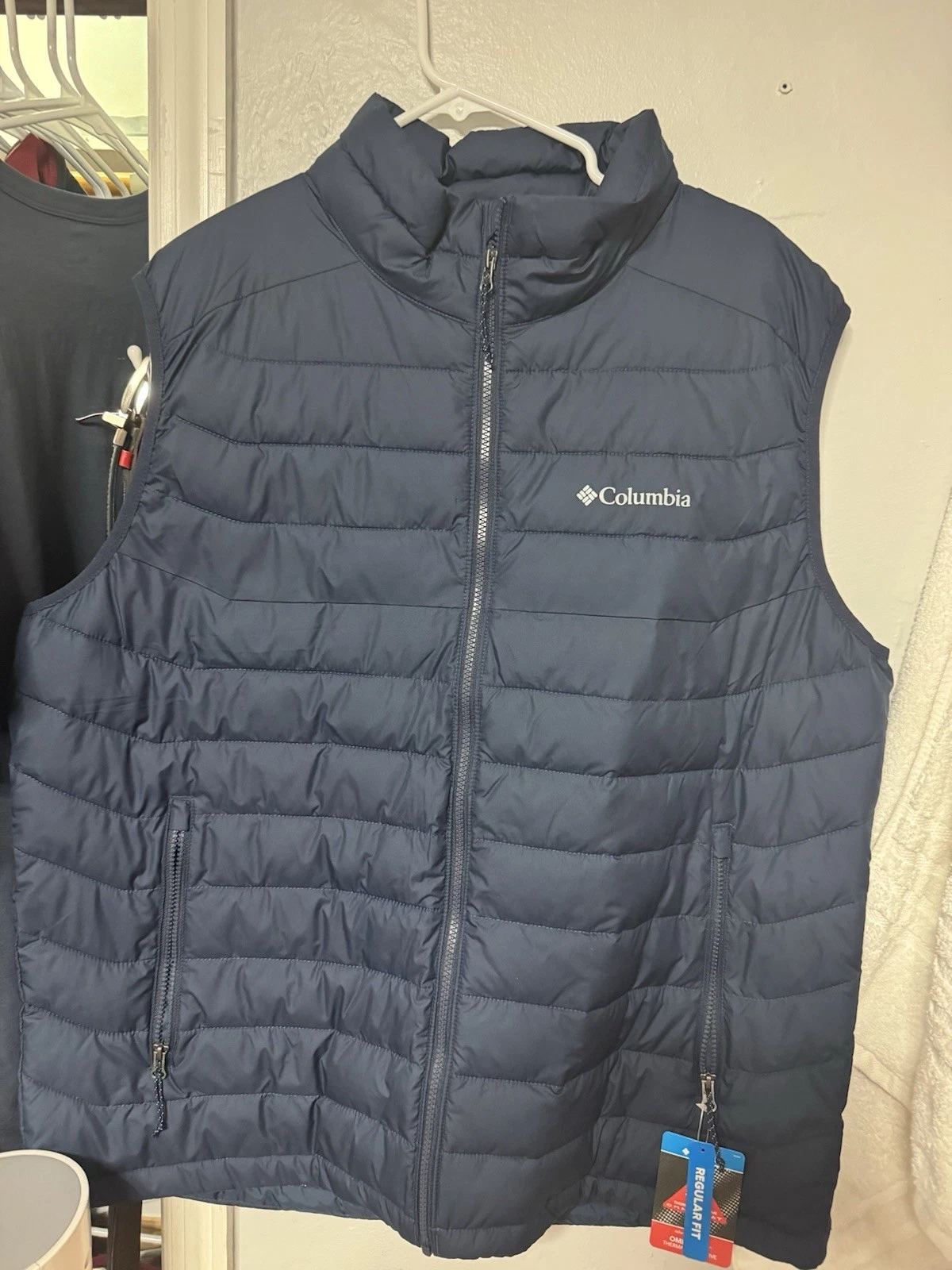 Men’s Columbia Vest XL Slope Edge Insulated Blue Puffer Omni-Heat New Tags