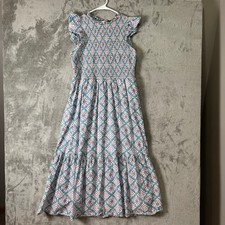 Loft Smocked Floral Maxi Dress Beachy Vacation Boho Flowy Sundress 14P Summer
