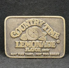 WC01157 GREAT VINTAGE 1970s ***COUNTRY TIME LEMONADE*** FLAVOR DRINK BELT BUCKLE