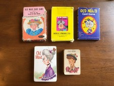 Lot 5 Vintage Old Maid Card Games - 3 Whitman decks, Hoyle