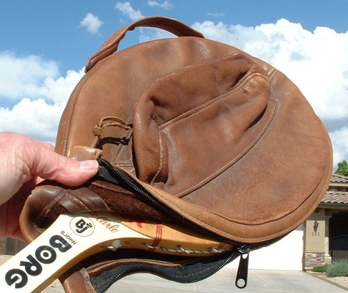 VINTAGE CUSTOM LEATHER TENNIS RACQUET COVER JACKSON HOLE WY (No Racket)