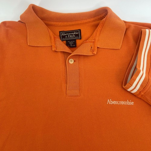 Abercrombie & Fitch Y2K Orange Polo Shirt Embroidered Logo Short Sleeve Men’s XL - Picture 3 of 8
