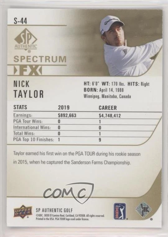 2021 SP Authentic Spectrum FX Rookies Tier 2 Blue Nick Taylor #S-44 Rookie RC - Image 2 of 2