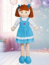 36" Huggable Soft Doll with Blue Dress and Soft Yarn Hair