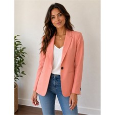 Zara Pink Tailored One Button Blazer Jacket Women's Size 12 EUR 44