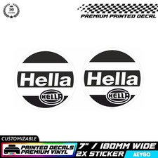 2x HELLA Race Livery Vinyl Aufkleber Abziehbild Auto Stoßstange Mod Sponsor WEISSER UMRISS