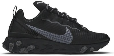 Nike React Element 55 Grid Black Dark Grey CI3835-002 Size 8 US
