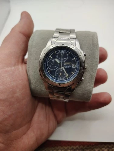 Vintage Seiko 7t62-0ae0 Chronograph Watch. Orig Bracelet. New Batt Works