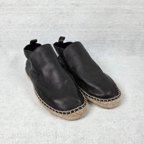 Vince Ronan Black Lea Espadrille Loafer Size 8