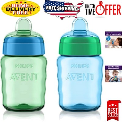 Safe and Fun 9oz Sippy Cups 2-Pack - Insulated, Spill-Proof Design for Kids