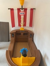 Little tikes pirate ship bed with treasure chest storage, wheel , and lights 