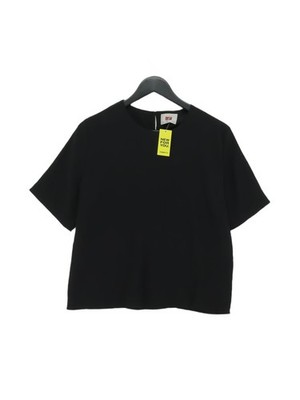 Hamells Damen Top UK 14 Schwarz 100% Polyester Kurzarm Rundhals Basic