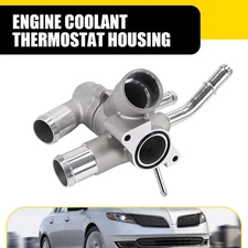 Silver Engine Coolant Thermostat Housing Assembly For 2013-2019 Ford Taurus 3.5L