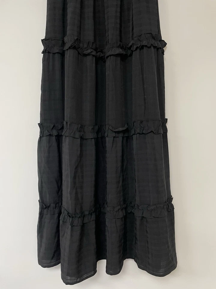 Maxi vestido negro Grace Karin para mujer talla mediana con volantes Foto 3 de 4