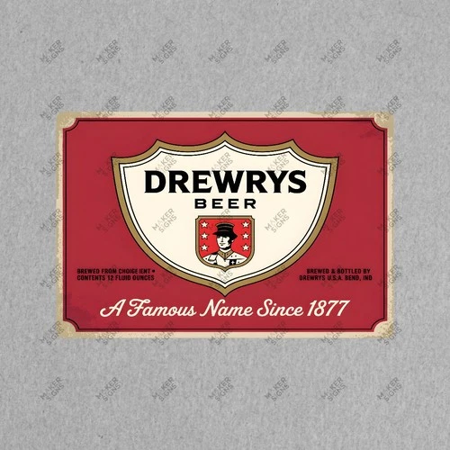 Vintage Drewrys Beer Metal Sign Indiana Brewery Collectible Retro #850325