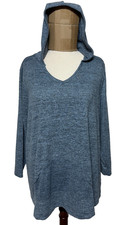 Catherines Hoodie Womens 3X Blue Heathered Lightweight Sweater Rayon Blend