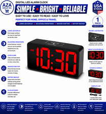 DreamSky Small Digital Alarm Clock for Bedroom, Small, Black Case Red Digits